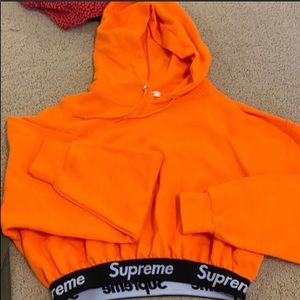 neon orange authentic supreme hoodie